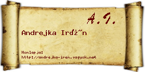 Andrejka Irén névjegykártya